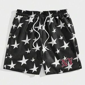 Star Detailed Black Shorts